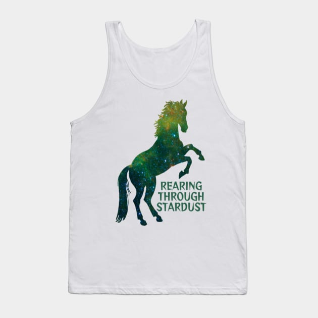 Emerald Green Starry Night Sky Galaxy Stallion - Rearing Through Stardust Tank Top by Courage Today Designs